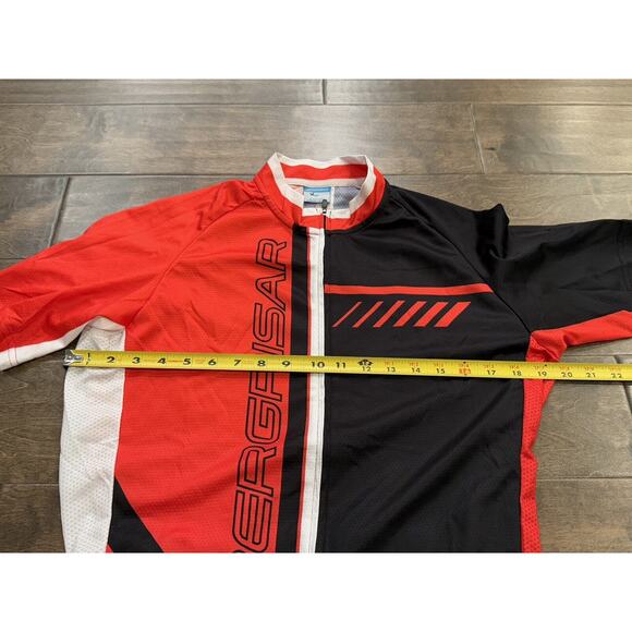 BERGRISAR Mens Red Black Cycling Full Zip Short Sleeve Bike Jersey Size M MEDIUM - Picture 9 of 9